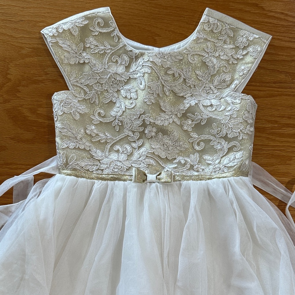 Jona Michelle Ivory and Gold Lace Dress
